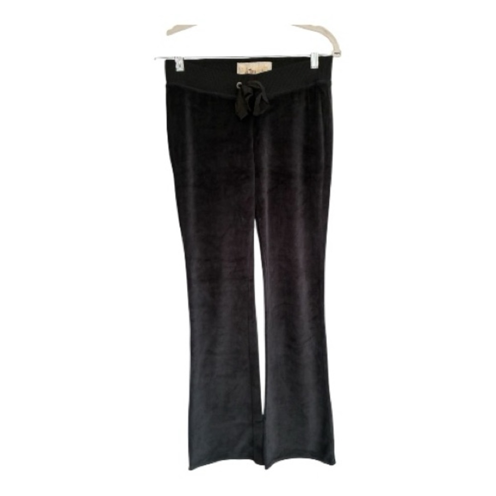 Hollister Black Velour Lounge Pants Flare Leg Black Size S